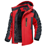 Herren Winterjacke Kältefest mit Reißverschluss Wärmende Outdoorjacke für kalte Tage in Rot