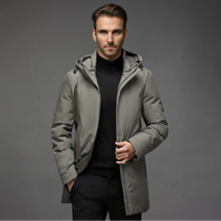 Herren Winterparka mit Kapuze, Gestepptem Futter und Frontreißverschluss in Grau