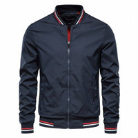 Herrenjacke Bomber Unifarben Mit Kontrast Rippbündchen - Bequeme Jacke Herren Für Alltag Und Freizeit in Marineblau