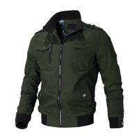 Herrenjacke Militärstil Klassisch Bomberjacke mit Reißverschluss und Schulterklappen für Vielseitige Looks in Grün