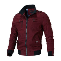 Herrenjacke Militärstil Klassisch Bomberjacke mit Reißverschluss und Schulterklappen für Vielseitige Looks in Rot