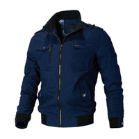 Herrenjacke Militärstil Klassisch Bomberjacke mit Reißverschluss und Schulterklappen für Vielseitige Looks in Blau