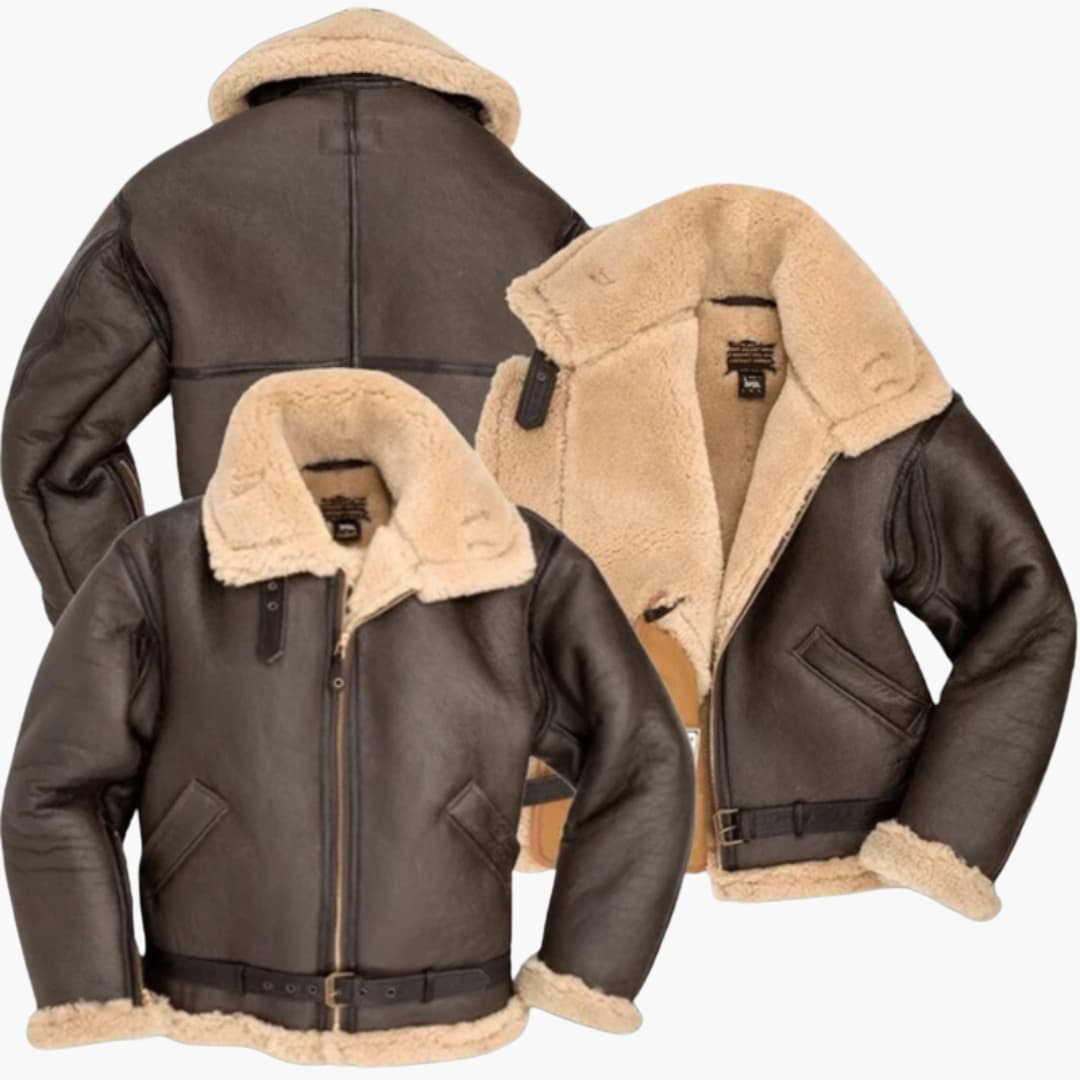 Herrenjacke mit Reißverschluss und Kunstfellfutter