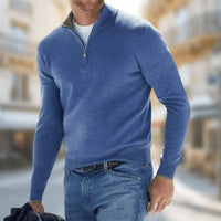Herrenpullover Leichter Quarter-Zip Strickpullover Slim Fit für Alltag und Büro – Moderner Look und Vielseitiger Komfort in Blau