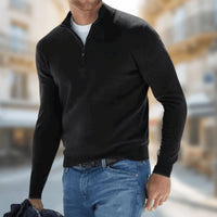 Herrenpullover Leichter Quarter-Zip Strickpullover Slim Fit für Alltag und Büro – Moderner Look und Vielseitiger Komfort in Schwarz