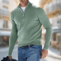 Herrenpullover Leichter Quarter-Zip Strickpullover Slim Fit für Alltag und Büro – Moderner Look und Vielseitiger Komfort in Grün