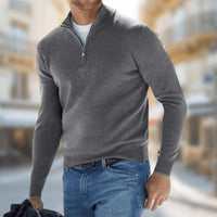 Herrenpullover Leichter Quarter-Zip Strickpullover Slim Fit für Alltag und Büro – Moderner Look und Vielseitiger Komfort in Grau