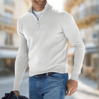 Herrenpullover Leichter Quarter-Zip Strickpullover Slim Fit für Alltag und Büro – Moderner Look und Vielseitiger Komfort in Weiß