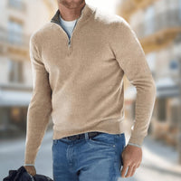 Herrenpullover Leichter Quarter-Zip Strickpullover Slim Fit für Alltag und Büro – Moderner Look und Vielseitiger Komfort in Braun