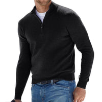 Herrenpullover Mit Halbem Reißverschluss, Bequemer Regular Fit, Moderner Strickpullover Für Männer in Schwarz