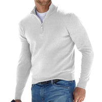 Herrenpullover Mit Halbem Reißverschluss, Bequemer Regular Fit, Moderner Strickpullover Für Männer in Weiß
