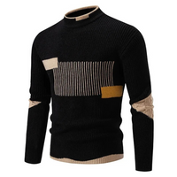 Herrenpullover Mit Modernem Geometrischem Muster – Stilvoller Langarm-Pullover Für Komfort An Kühlen Tagen in Geometrisch Schwarz
