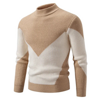 Herrenpullover Mit Modernem Geometrischem Muster – Stilvoller Langarm-Pullover Für Komfort An Kühlen Tagen in Beiger Diamant