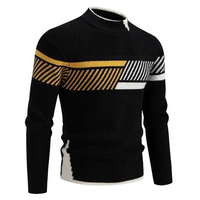 Herrenpullover Mit Modernem Geometrischem Muster – Stilvoller Langarm-Pullover Für Komfort An Kühlen Tagen in Schwarz