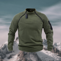 Herrenpullover Viertelzip mit Stehkragen für Frühling – Moderner Stil und Komfort für den Alltag in Militärgrün
