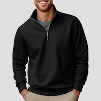 Herrenpullover mit Viertelreißverschluss – Klassischer Freizeitpullover für Komfort und Stil in Schwarz