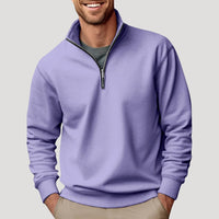 Herrenpullover mit Viertelreißverschluss – Klassischer Freizeitpullover für Komfort und Stil in Lila