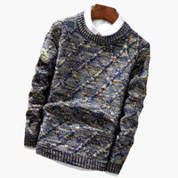 Herren pullover mit Rundhalsausschnitt und strukturierter Oberfläche in Blau