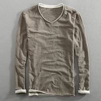 Bastian | Langarm V-Ausschnitt T-Shirt in Grau