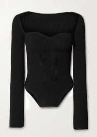Damen Schwarz Gestrickt Lang Shirt in Schwarz