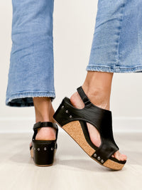 Briellae | Elegante Keilsandalette für Damen in Schwarz Glatt