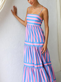 Risa - Lockeres Sommer-Maxikleid mit Trägern in Rosa