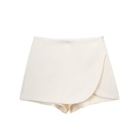 Damen Hohe Taille mit Shorts Mini Röck in Beige