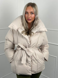 Elina™ | Gesteppte Kurzjacke mit Taillengürtel in Beige