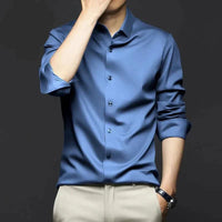 Justin | Herren Elegantes Business Hemd in Blau
