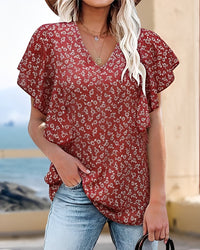 Vendee - Elegante Bluse mit Raffungen in Rot