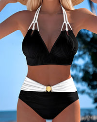 Camille - Schicker Bikini mit hoher Taille in Schwarz