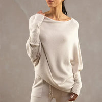 Imke – Asymmetrischer Drapierter Pullover in Apricot