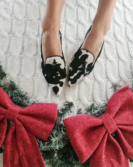 Ivana- Loafer mit Animal Print und pinken Quasten