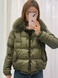 Warmer & Vintage-Puffermantel für Frauen - Jara in Grün