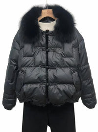 Warmer & Vintage-Puffermantel für Frauen - Jara in Schwarz