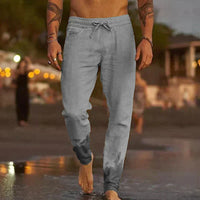 Livia | Stilvolle Herren Leinen-Strandhose in Grau