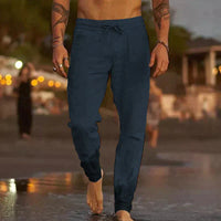 Livia | Stilvolle Herren Leinen-Strandhose in Dunkelblau