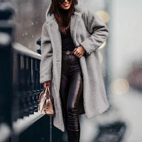 Warme Teddy-Winterjacke für Frauen - Jaylin in Grau