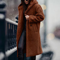 Warme Teddy-Winterjacke für Frauen - Jaylin in Dunkelbraun