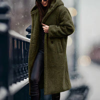 Warme Teddy-Winterjacke für Frauen - Jaylin in Armeegrün