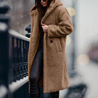 Warme Teddy-Winterjacke für Frauen - Jaylin in Kastanie