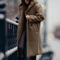 Warme Teddy-Winterjacke für Frauen - Jaylin in Braun