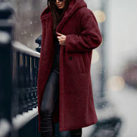 Warme Teddy-Winterjacke für Frauen - Jaylin in Weinrot