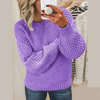 Kelly - Klassischer Wollpullover in Lila