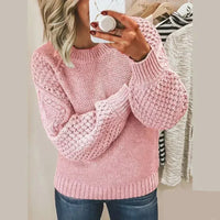 Kelly - Klassischer Wollpullover in Baby Rosa