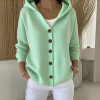 Elke | Kuschelige Kapuzen Strickjacke in Grün