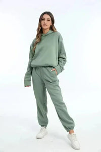Tracey - Farbenes set aus Kapuzenpullover und Jogginghose für Damen in Grün