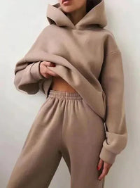 Tracey - Farbenes set aus Kapuzenpullover und Jogginghose für Damen in Khaki