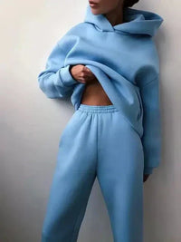 Tracey - Farbenes set aus Kapuzenpullover und Jogginghose für Damen in Blau