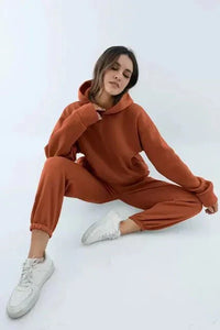 Tracey - Farbenes set aus Kapuzenpullover und Jogginghose für Damen in Schokolade